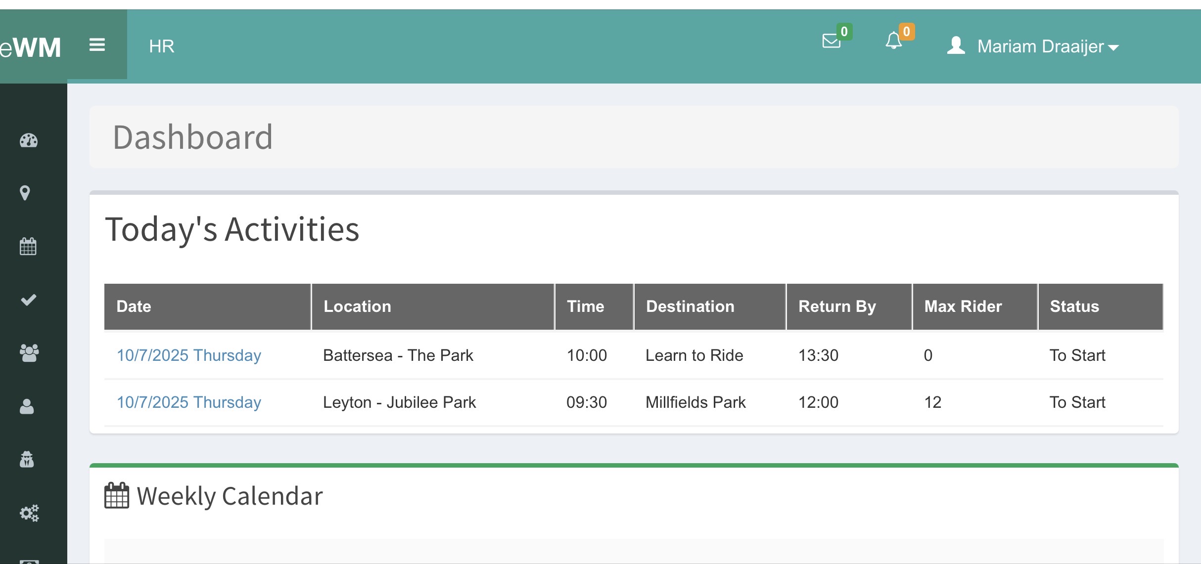 Dashboard Screenshot